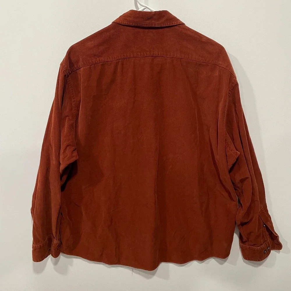 J. Crew Mens Corduroy Button Down Shirt Rust Orange Long‎ Sleeve XL